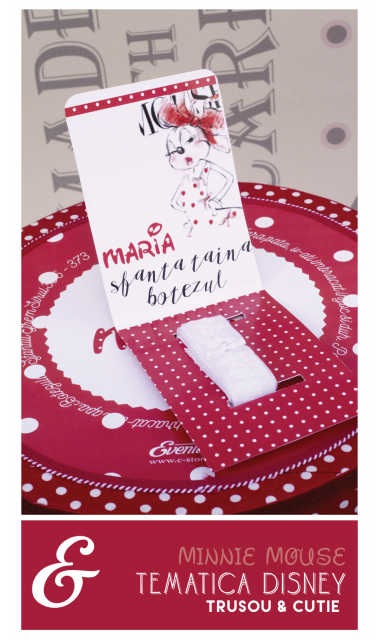 Trusou de botez pentru fetite de inspiratie Disney cu Minnie Mouse, Red Dots  4